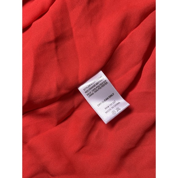 ASTR Pescadero Dress In Red Orange Abstract Plunge‎ Cut Out Pleated Gown Medium - Picture 12 of 14